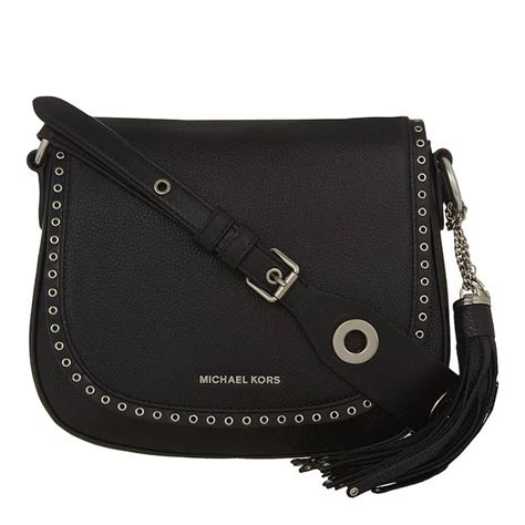 michael kors brooklyn saddle bag black|Brooklyn pebble leather shoulder bag.